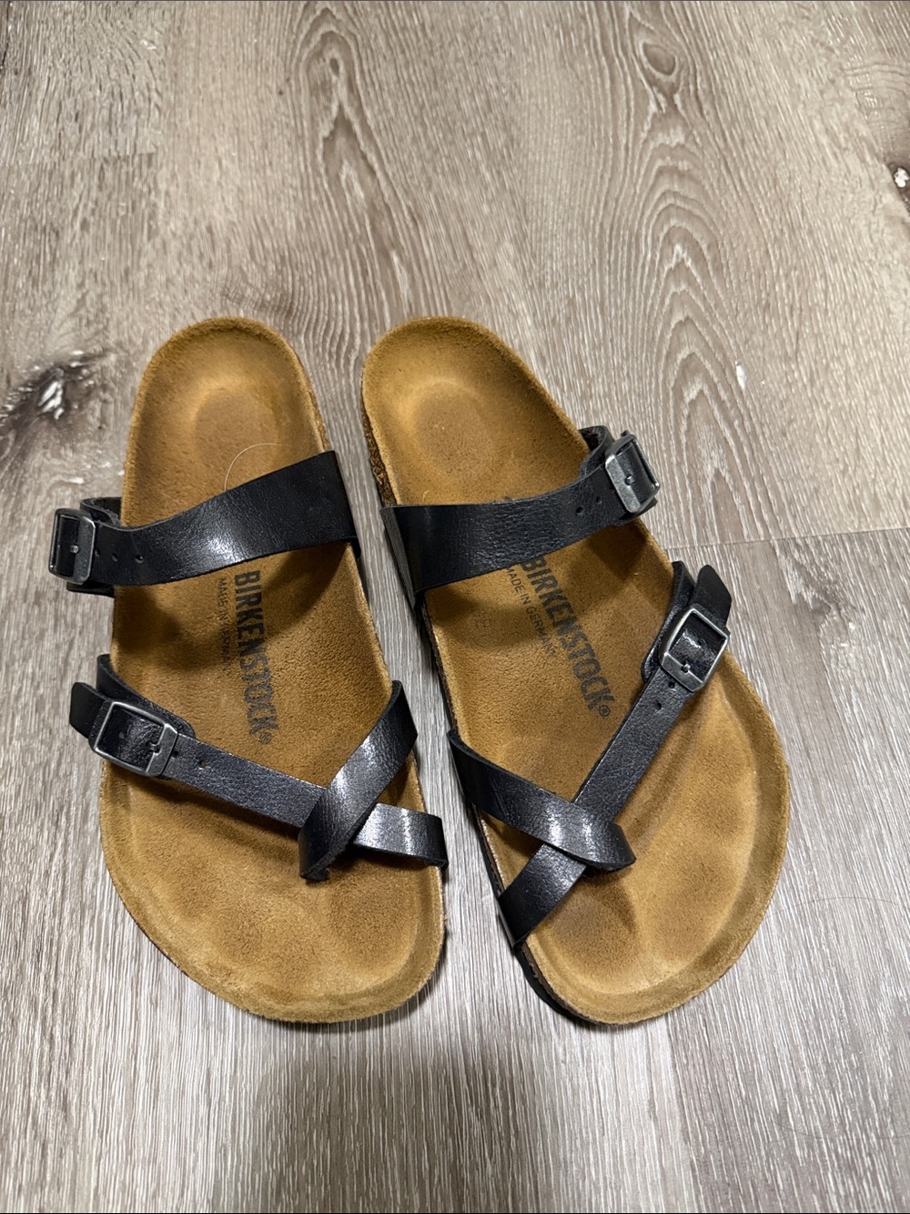 Birkenstock Black Leather Cross-Strap Sandals